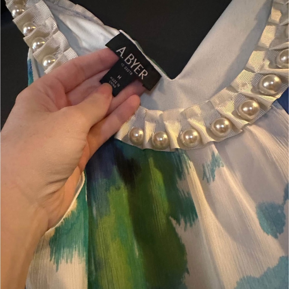 A. Byer Blue Sleeveless Embellished Tank Top - Picture 2 of 2
